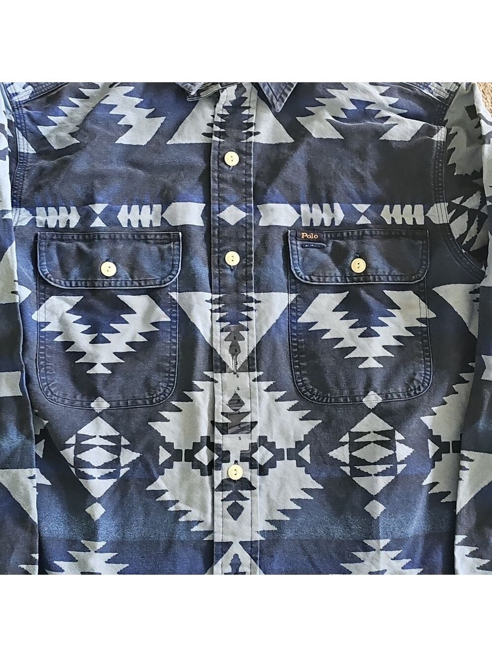 Ralph Lauren Navy Geometric Classic Fit Shirt - Picture 4 of 8